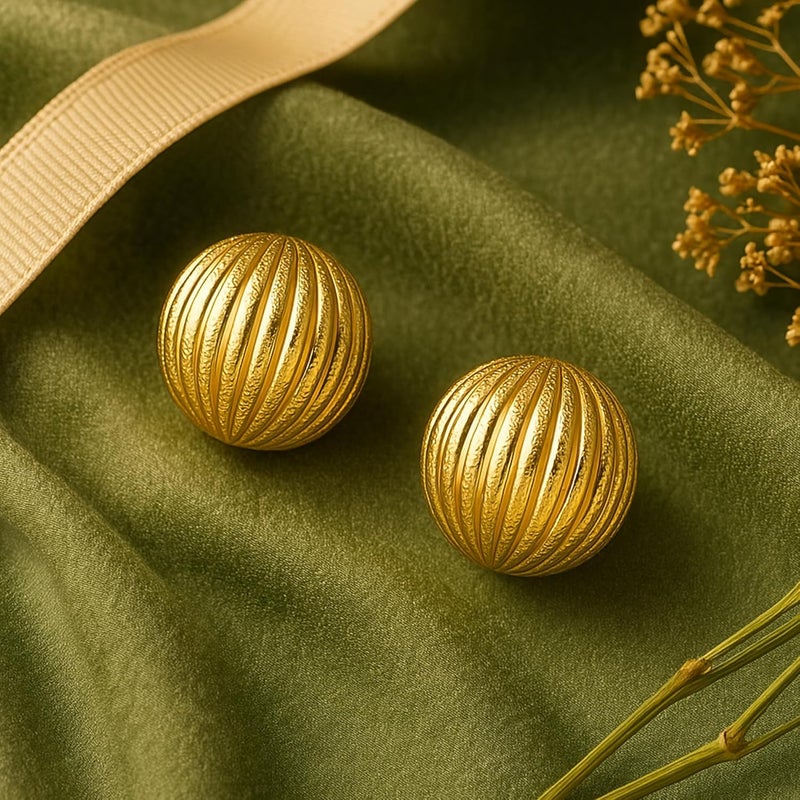 Estele Gehena Golden Non Precious Base Metal Stud Earrings for Women (5010002-IG) - Image 5