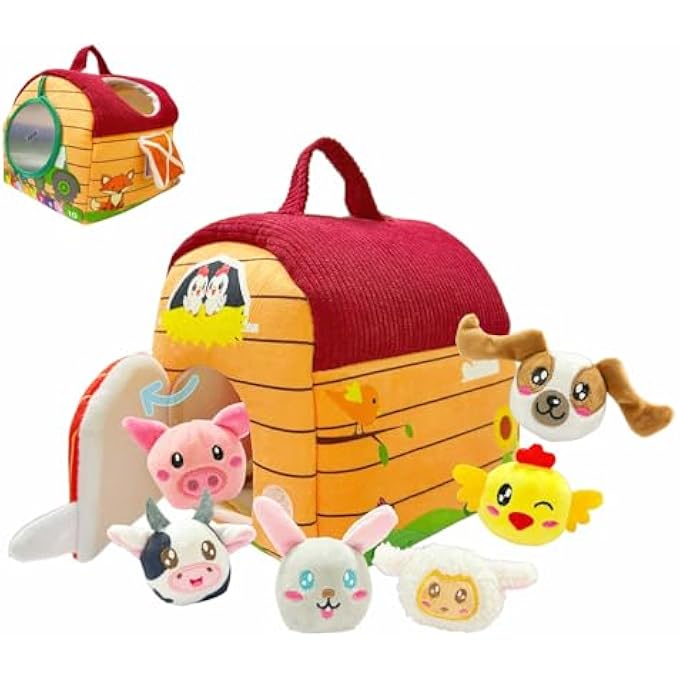 BABY TOY 6-12 MONTHS, DEVELOPMENT BOX WITH FARM ANIMALS, RATTLE & MIRROR, SENSORY MONTESSORI TOY, CHILDREN'S EDUCATIONAL GAMES & MOTOR SKILLS TOY AS EASTER GIFT FOR 1 2 3 YEARS - Image 2