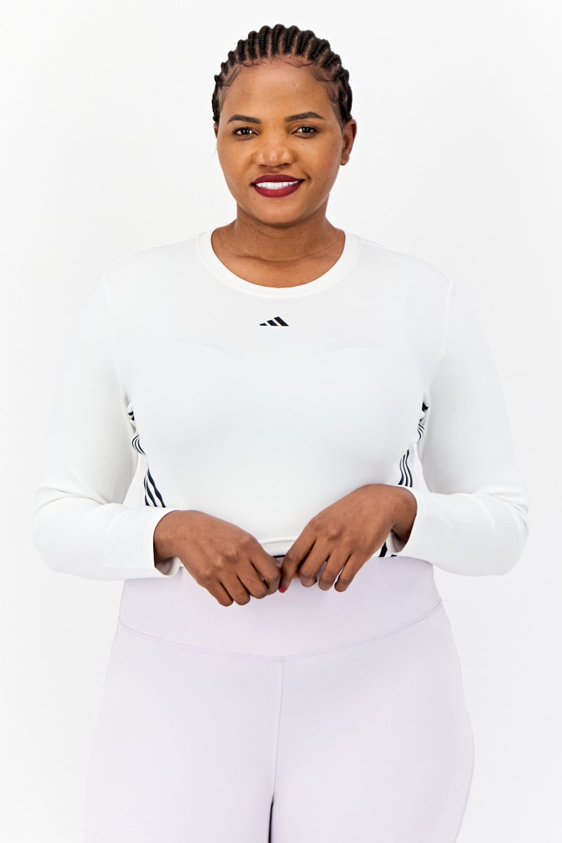 Adidas Women Sportswear Fit Short Sleeve Outdoor Top, White  - Image 1