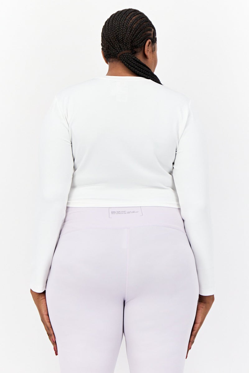 Adidas Women Sportswear Fit Short Sleeve Outdoor Top, White  - Image 3
