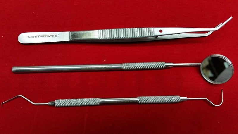 NEW GERMAN GRADE Basic Dental Instruments Set Mouth Mirror Explorer NO 5 Cotton Plier