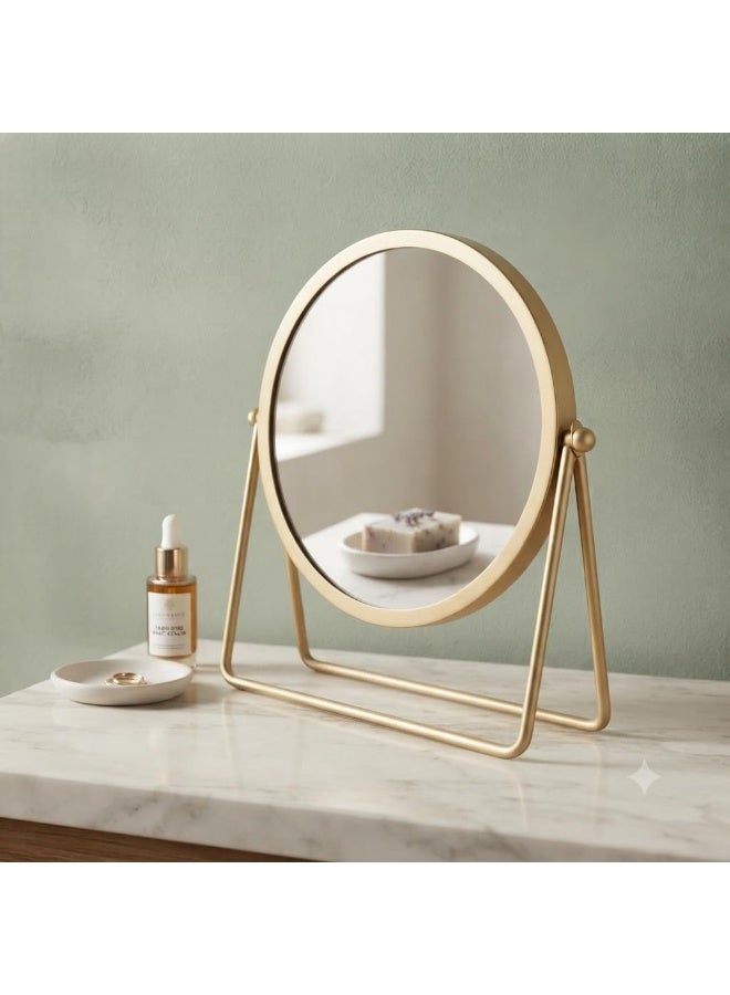 Gold Metal Desk Mirror, Elegant Decorative Mirror for Dressing Table, Makeup Mirror, Modern Design with Stable Base, Suitable for Bedroom, Bathroom, Office, Add a Touch of Luxury and Beauty to Decor - Image 5
