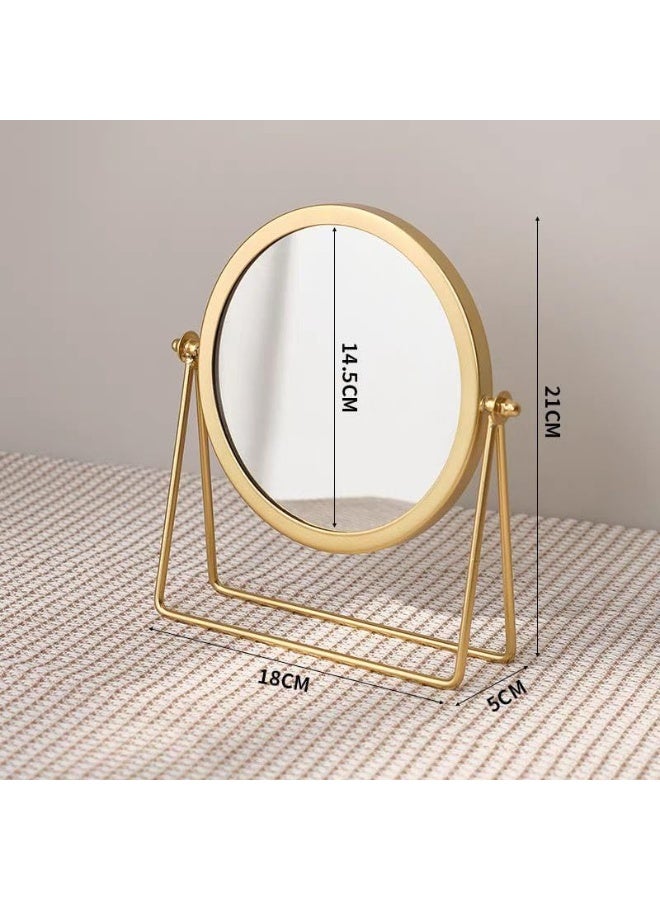 Gold Metal Desk Mirror, Elegant Decorative Mirror for Dressing Table, Makeup Mirror, Modern Design with Stable Base, Suitable for Bedroom, Bathroom, Office, Add a Touch of Luxury and Beauty to Decor - Image 2