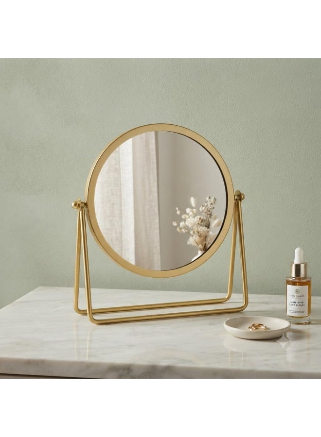 Gold Metal Desk Mirror, Elegant Decorative Mirror for Dressing Table, Makeup Mirror, Modern Design with Stable Base, Suitable for Bedroom, Bathroom, Office, Add a Touch of Luxury and Beauty to Decor - Image 4