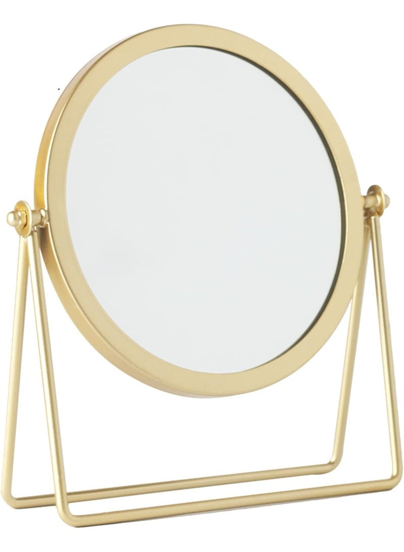 Gold Metal Desk Mirror, Elegant Decorative Mirror for Dressing Table, Makeup Mirror, Modern Design with Stable Base, Suitable for Bedroom, Bathroom, Office, Add a Touch of Luxury and Beauty to Decor - Image 1