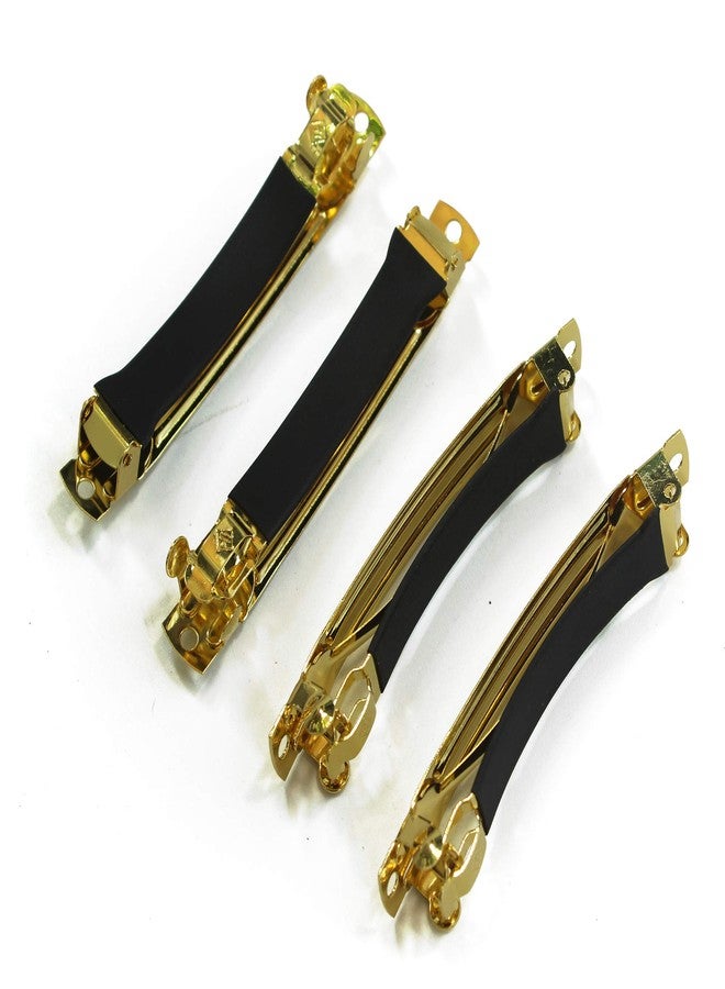 All In One 10pcs 80mm French Barrette Hair Clips for DIY Craft Project (Gold 80mm with Leather Protect) - Image 1
