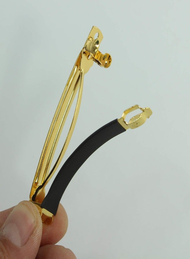 All In One 10pcs 80mm French Barrette Hair Clips for DIY Craft Project (Gold 80mm with Leather Protect) - Image 4