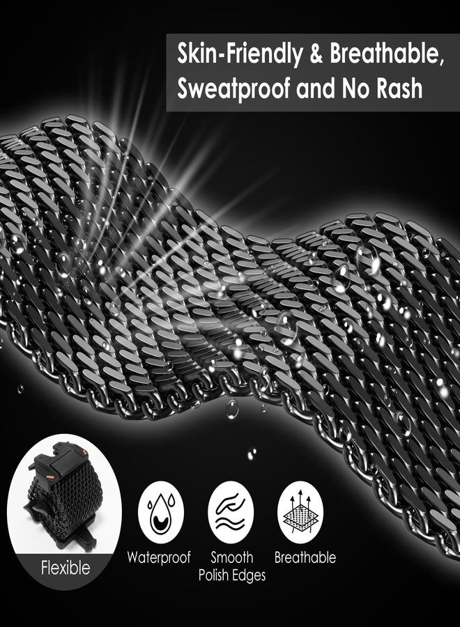 WINGLE Milanese Loop for Apple Watch Band Ultra 3/2/1 Band Ultra 49mm Series 11 10 46mm 45mm 44mm SE 3/2/1 9 8 7 6 5 4 3 Men Women,Parachute-Style Buckle Stainless Steel Mesh Metal iWatch Bands, Black - Image 4