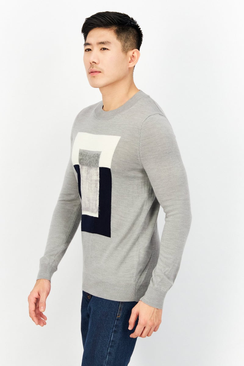 SELECTED Men Crew Neck Plain  Long Sleeves Sweatshirt, Grey - Image 2