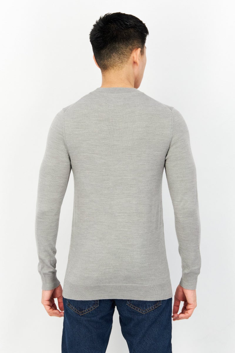 SELECTED Men Crew Neck Plain  Long Sleeves Sweatshirt, Grey - Image 3