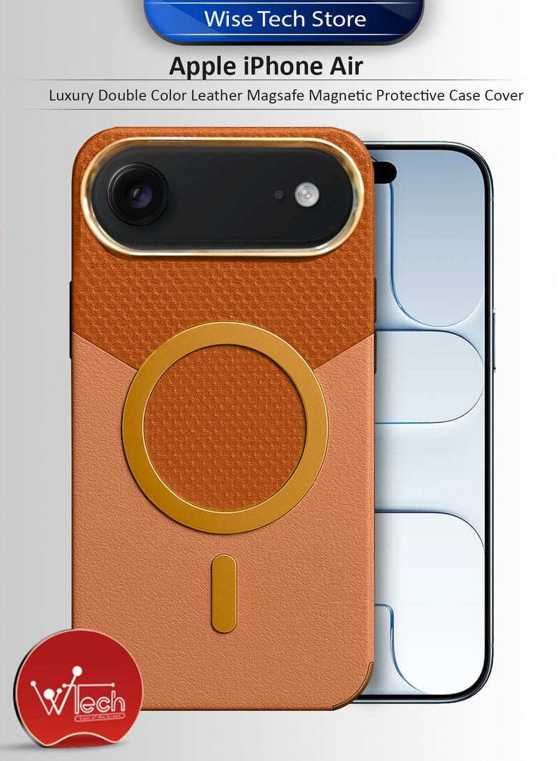 دبليو تيك غطاء حماية فخم من الجلد مزدوج اللون مع ميزة Magsafe مغناطيسي لهاتف أبل آيفون Air 5G 2025 (MCMPMN) - نحاسي/أحمر - Image 1