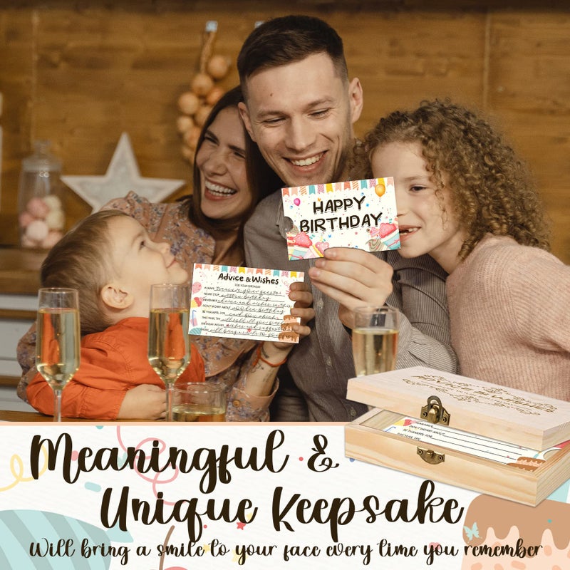 1DFAUL 60pcs Birthday Wishes Cards, Guest Book Advice Cards Box for Party, Advice And Wishes for Games, for 16th, 18th, 30th, 40th, 50th, Any Age, Party Favors - Image 4