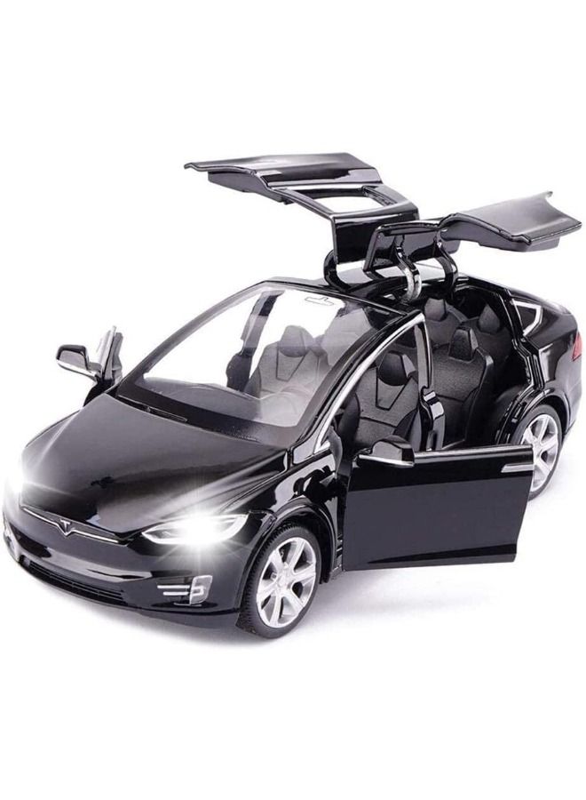 Model X Car Model, Diecast Car Toy, 1:32 Scale Alloy Model X Toy Car Pull Back Vehicles Door Opening with Sound and Light, Mini Model X Collectible Model Car Toy for Kids Gift (Black)  - Image 1