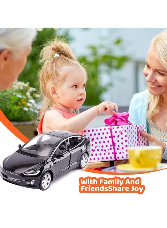 Model X Car Model, Diecast Car Toy, 1:32 Scale Alloy Model X Toy Car Pull Back Vehicles Door Opening with Sound and Light, Mini Model X Collectible Model Car Toy for Kids Gift (Black)  - Image 5