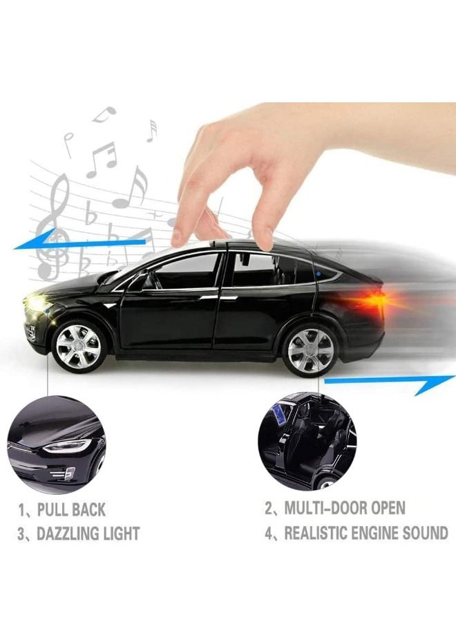 Model X Car Model, Diecast Car Toy, 1:32 Scale Alloy Model X Toy Car Pull Back Vehicles Door Opening with Sound and Light, Mini Model X Collectible Model Car Toy for Kids Gift (Black)  - Image 3