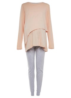 PRIMARK Gray Peach Pink Maternity Pajama Set  - Image 3