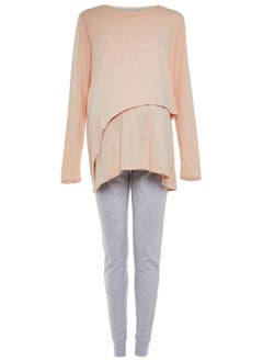 PRIMARK Gray Peach Pink Maternity Pajama Set  - Image 2