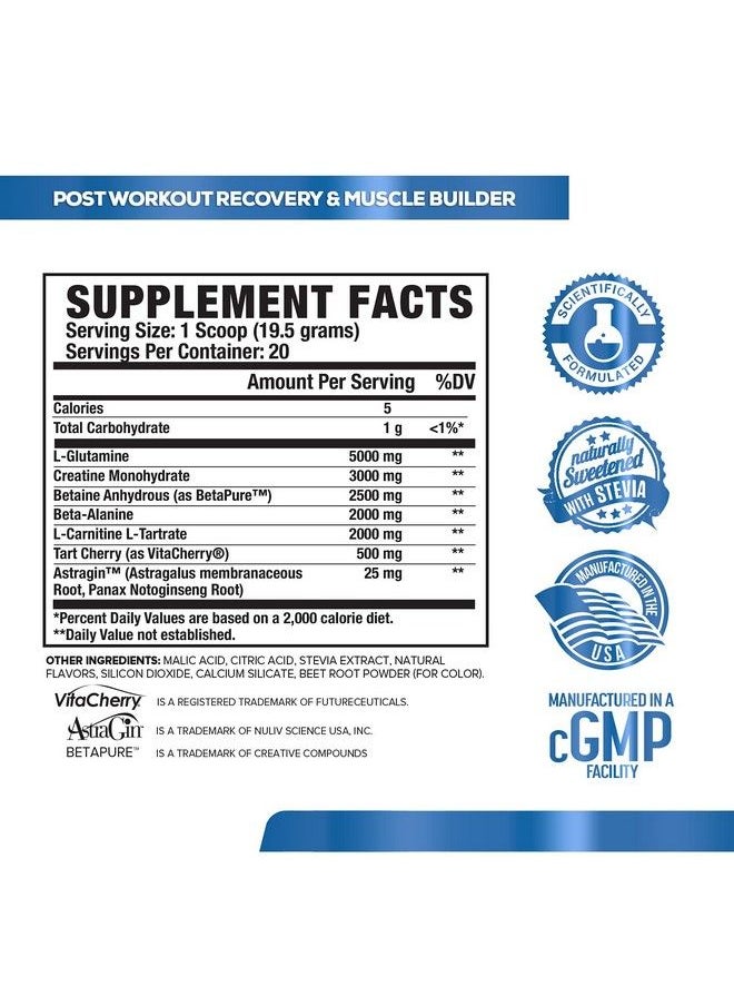 Jacked Factory - Powerbuild Clinicallydosed Post Workout Recovery & Muscle Building Supplement Boost Muscle Growth Recovery & Strength Creatine Glutamine & 5 More Powerful Ingredients Mixed Berry Blast 13.76 Oz - Image 1