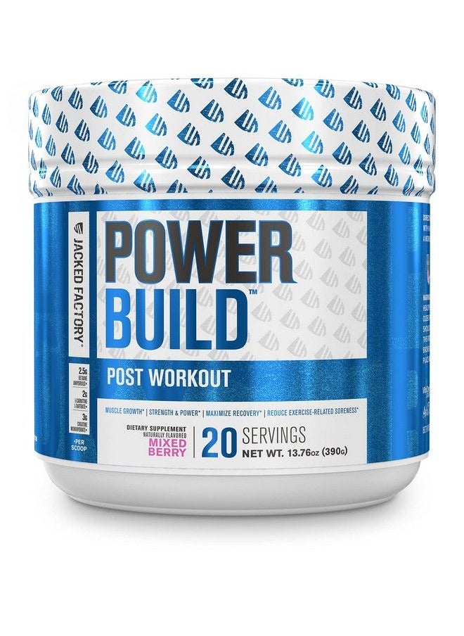 Jacked Factory - Powerbuild Clinicallydosed Post Workout Recovery & Muscle Building Supplement Boost Muscle Growth Recovery & Strength Creatine Glutamine & 5 More Powerful Ingredients Mixed Berry Blast 13.76 Oz - Image 1