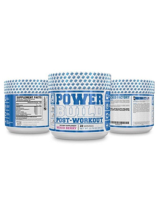 Jacked Factory - Powerbuild Clinicallydosed Post Workout Recovery & Muscle Building Supplement Boost Muscle Growth Recovery & Strength Creatine Glutamine & 5 More Powerful Ingredients Mixed Berry Blast 13.76 Oz - Image 1