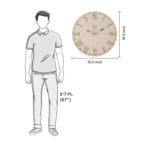 REGIIS OPERA Wooden Round Shape Roman Dial Wall Clock with Golden Hand & Golden Zari Rope Detailing | Silent Quartz Movement Anti Reflection Analog Vintage Clock for Home and Office (Ivory, 15.5 Inch) - Image 4