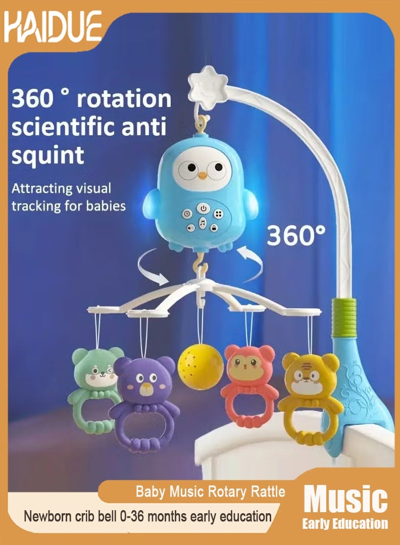Haidue Baby Music Rotary Rattle Newborn crib bell 0-36 months early education Light music toy - Image 1