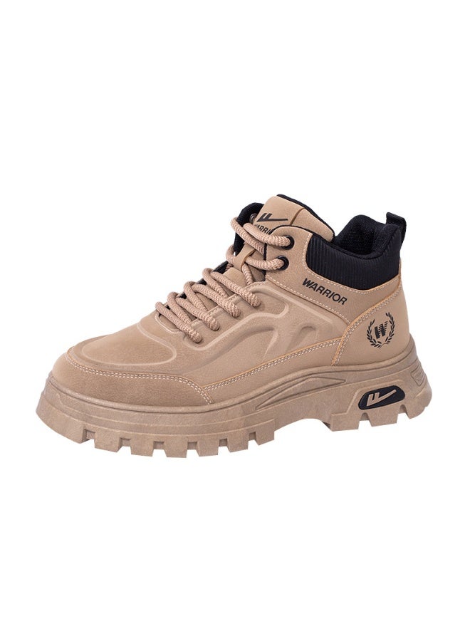 Warrior 2025 New Khaki Hiking Boots, High-Top Non-Slip Outdoor Ankle Boots, Fashion Versatile Men's and Women's Trendy Boots