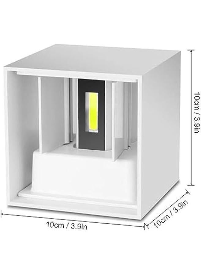 2 قطع 12 واط مصابيح حائط خارجية مصابيح LED للإضاءة الخارجية/الداخلية أضواء موجهة لأعلى ولأسفل مقاومة للماء IP65 وحدات إضاءة خارجية حديثة مصابيح حائط خارجية مصنوعة من الألمنيوم مربع لون أبيض 6500K إضاءة باردة - Image 5
