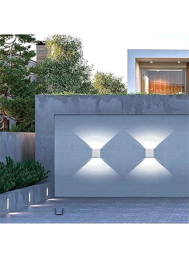 2 قطع 12 واط مصابيح حائط خارجية مصابيح LED للإضاءة الخارجية/الداخلية أضواء موجهة لأعلى ولأسفل مقاومة للماء IP65 وحدات إضاءة خارجية حديثة مصابيح حائط خارجية مصنوعة من الألمنيوم مربع لون أبيض 6500K إضاءة باردة - Image 3