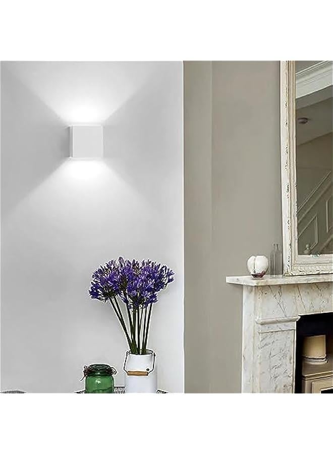 2 قطع 12 واط مصابيح حائط خارجية مصابيح LED للإضاءة الخارجية/الداخلية أضواء موجهة لأعلى ولأسفل مقاومة للماء IP65 وحدات إضاءة خارجية حديثة مصابيح حائط خارجية مصنوعة من الألمنيوم مربع لون أبيض 6500K إضاءة باردة - Image 2