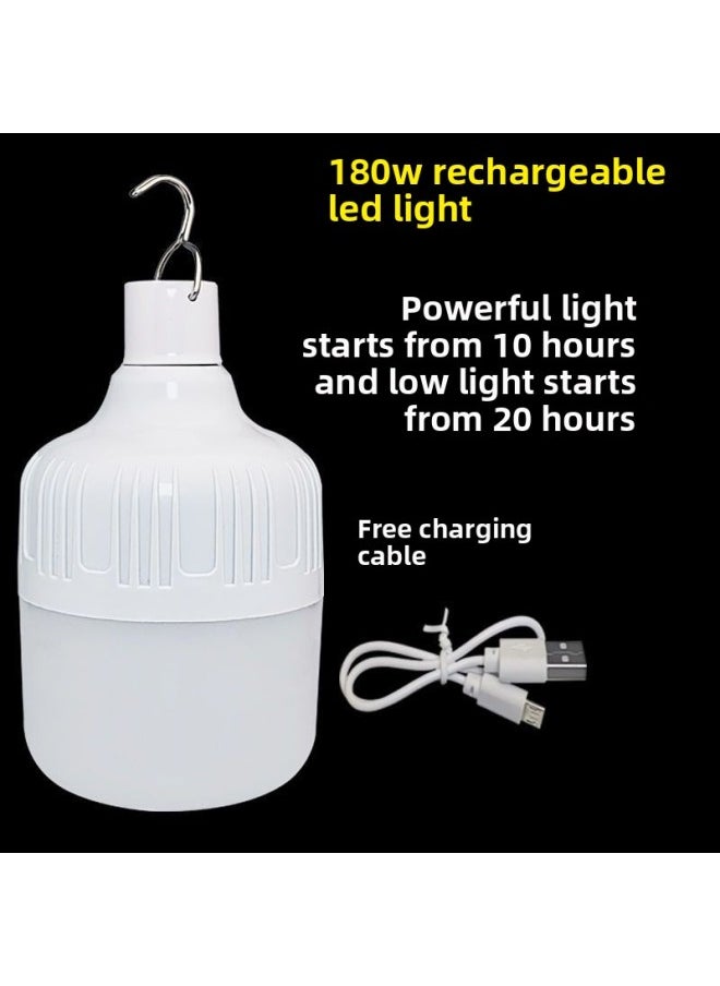 Generic Super Bright LED Solar Charging Bulb Night Market Light Stall Home Flashlight Outdoor Wireless Power Outage Emergency Light-Light Color:For 60 Square Meters, The Charging Light Will Come With A Charging Cable  - Image 1