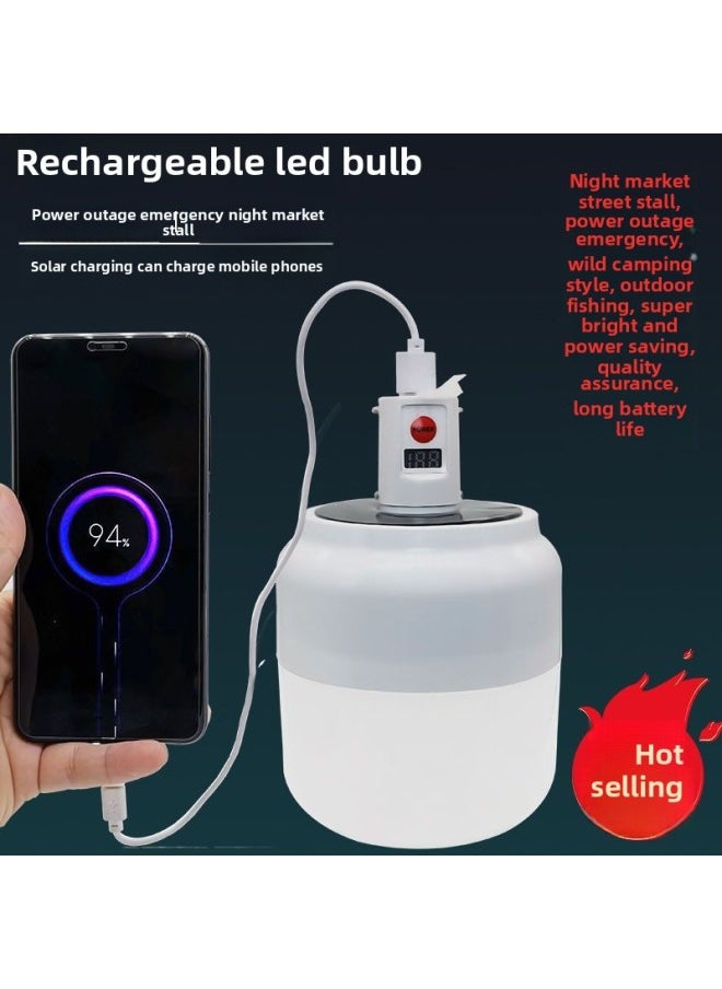 Generic Super Bright LED Solar Charging Bulb Night Market Light Stall Home Flashlight Outdoor Wireless Power Outage Emergency Light-Light Color:For 60 Square Meters, The Charging Light Will Come With A Charging Cable  - Image 3