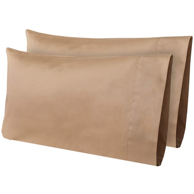 AB Lifestyles AB Lifestyles 2 Pack 12x18 300 Thread Count 100 Cotton Travel Pillowcase Travel Size Toddler Size Pillowcase Color Camel Made in The USA