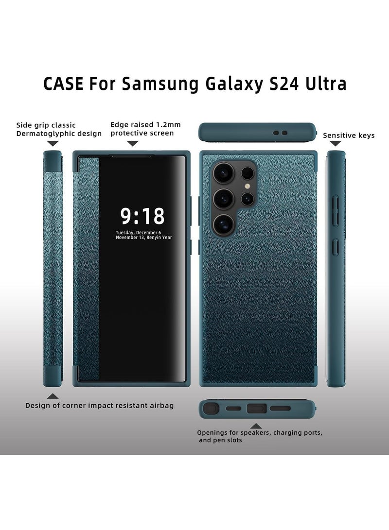 Case Compatible with Samsung Galaxy S24 Ultra Case Translucent View Window Magnetic Slim Flip Case Drop Protection Shockproof Protective Cover for Samsung Galaxy S24 Ultra - Image 3