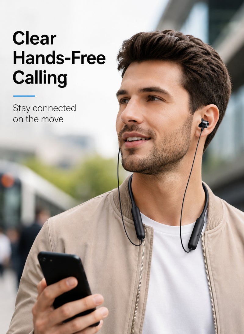 WYE Neck-Mount Wireless Sport Earphones | Bluetooth Connectivity Earphones  | Sweat Resistant Handfree | Comfortable Fit | Long Battery Life | Black - Image 4