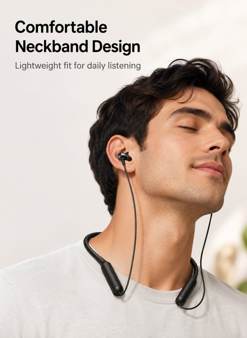 WYE Neck-Mount Wireless Sport Earphones | Bluetooth Connectivity Earphones  | Sweat Resistant Handfree | Comfortable Fit | Long Battery Life | Black - Image 5