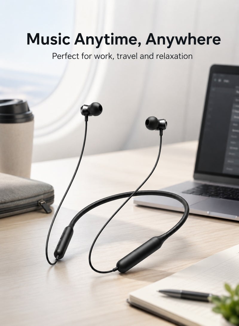 WYE Neck-Mount Wireless Sport Earphones | Bluetooth Connectivity Earphones  | Sweat Resistant Handfree | Comfortable Fit | Long Battery Life | Black - Image 3