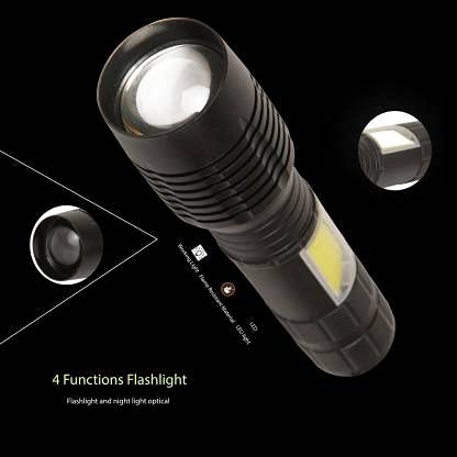 Care4 Care 4 ZY1802 with Zoom Option USB Charging with 4 Functionhigh Low cob Light and Blinker on cob Black Rechargeable Torch Black Rechargeable - Image 4