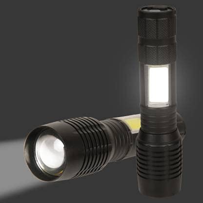 Care4 Care 4 ZY1802 with Zoom Option USB Charging with 4 Functionhigh Low cob Light and Blinker on cob Black Rechargeable Torch Black Rechargeable - Image 2