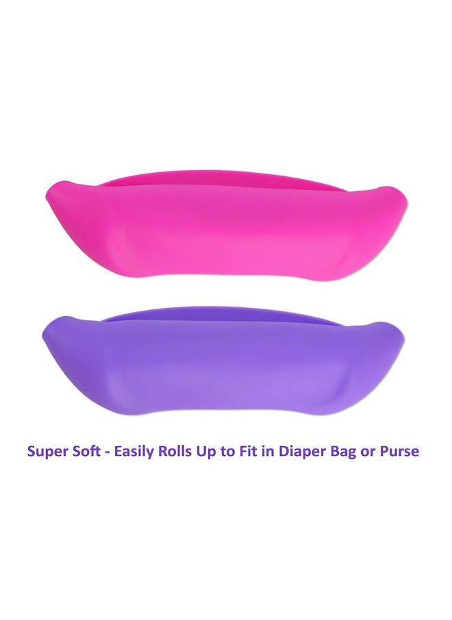 otterlove - Platinum Silicone Bib - Waterproof Bibs with Wide Food Catching Pocket-Easy Clean-Mess Proof-Dishwasher Safe-Baby Bibs 6-48 months(2 Bib Pack - Pink Elephants & Purple Otters) - Image 1