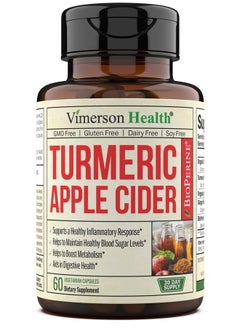 Apple Cider Vinegar Capsules with Turmeric Curcumin and Black Pepper - 95% Curcuminoids - Vegan Supplement for Joint Support and Digestive Health - Made with Organic Tumeric, Ginger Root and Bioperine