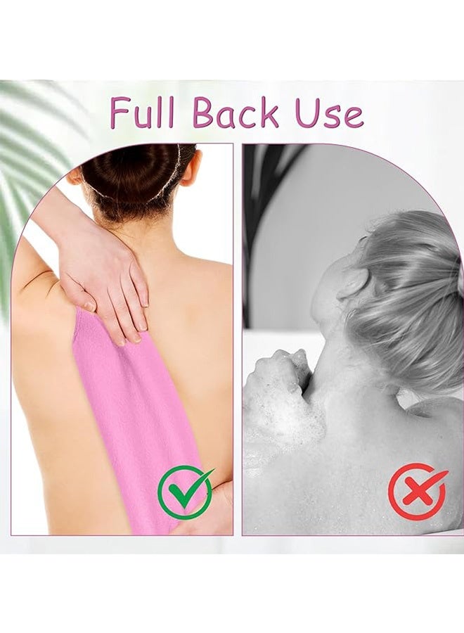2 جهاز كمبيوتر شخصي تقشير الظهر مع المقبضات ، غسل الظهر القماش تقشير منشفة دش غسالة الظهر الممتدة للدش للنساء الرجال تنظف الجلد تدليك (الوردي ، الأخضر) - Image 3