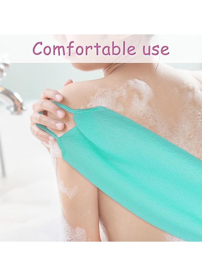 2 جهاز كمبيوتر شخصي تقشير الظهر مع المقبضات ، غسل الظهر القماش تقشير منشفة دش غسالة الظهر الممتدة للدش للنساء الرجال تنظف الجلد تدليك (الوردي ، الأخضر) - Image 4
