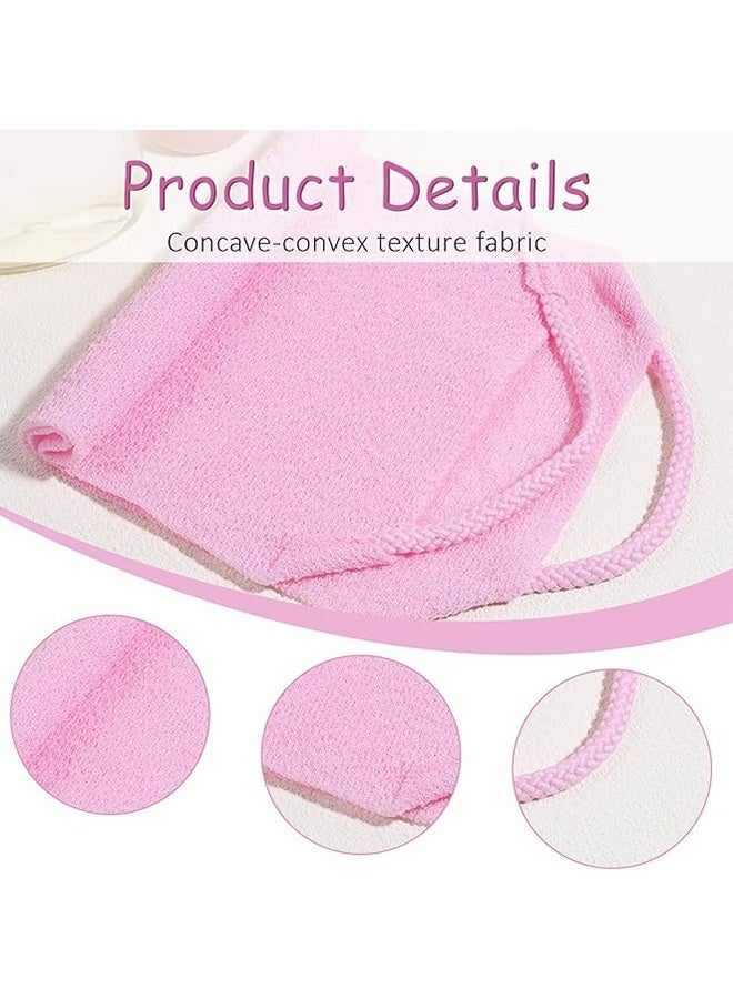 2 جهاز كمبيوتر شخصي تقشير الظهر مع المقبضات ، غسل الظهر القماش تقشير منشفة دش غسالة الظهر الممتدة للدش للنساء الرجال تنظف الجلد تدليك (الوردي ، الأخضر) - Image 5