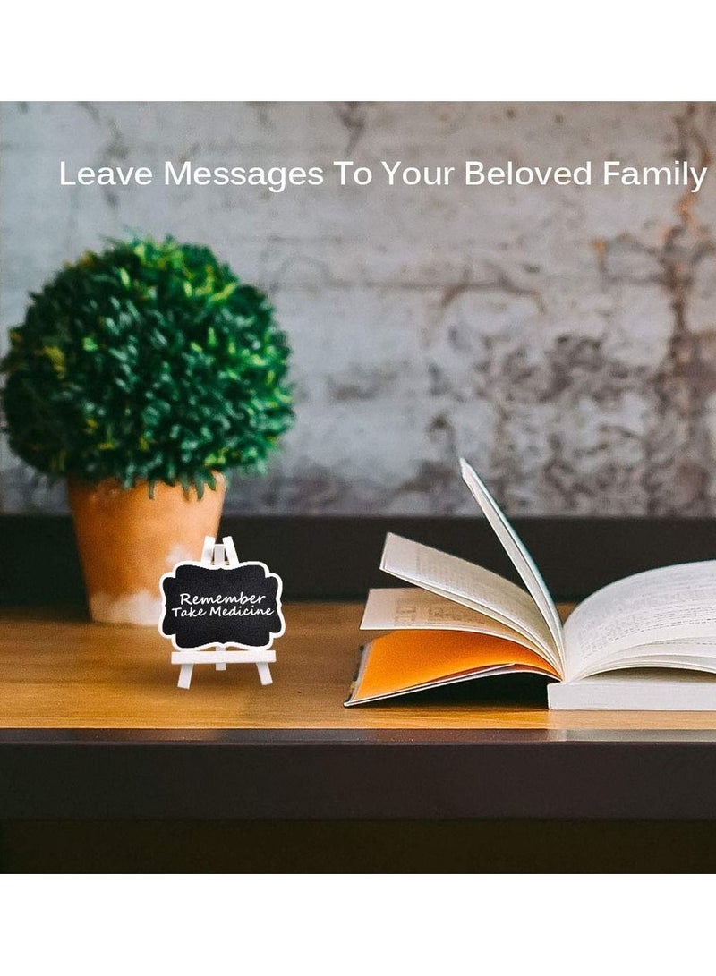 Y&D Mini Chalkboard Signs, 8 Pack Wooden White Framed Labels with Easel Stand Reusable Tags Blackboard for Event Decoration Wedding Signs Cards Tables Party - Image 3