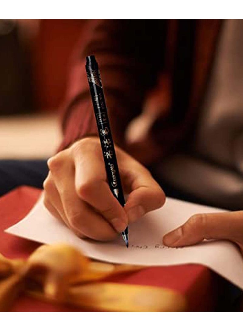 Zikra قلم خط عربي 6 قطع فرشاة سوداء ماركر أقلام للكتابة اليدوية، كتابة المبتدئين، التوقيع، رسومات الألوان المائية، التصميم والرسم الفني (4 أحجام) - Image 4