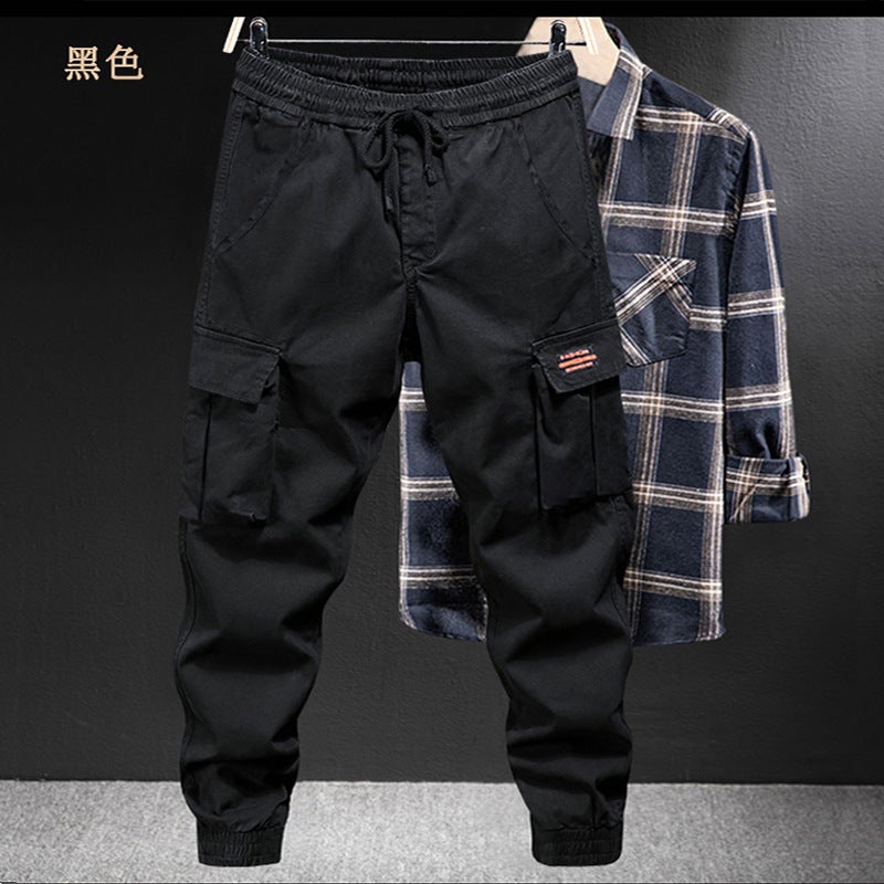 23 autumn and winter New fleece-lined warm fashion all-match popular men's ankle-tied wear-resistant casual sweatpants wide - Image 1