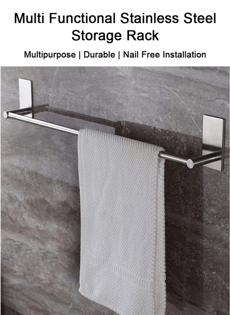 VUCATIN Bath Towel Bar, 55cm Stainless Steel Towel Holder, Bathroom Towel Rack No Drill, Wall Mount Towel Hanger, Self Adhesive Towel Bar for Bathroom and Lavatory (Single Layer) - Image 2