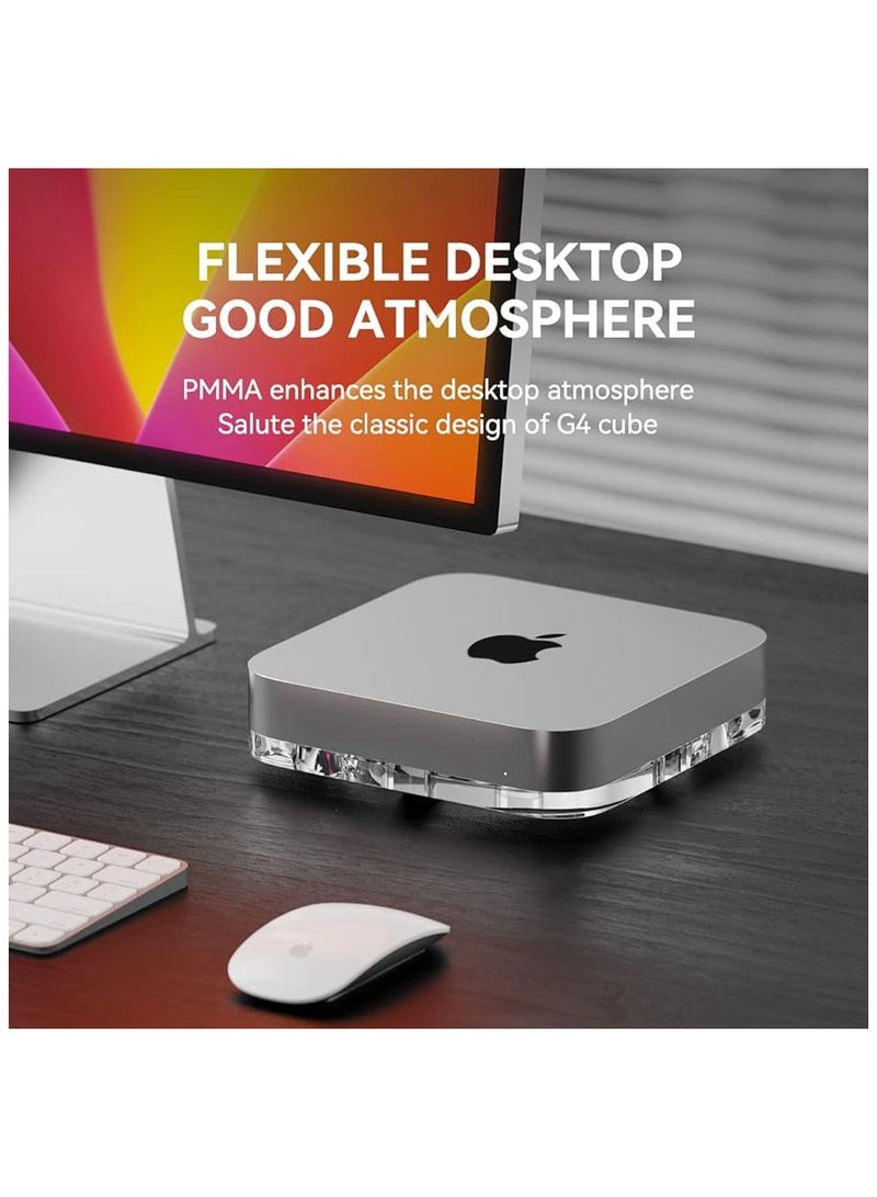 Generic Desktop Stand for Mac Mini and Mac Studio, Two-Sided PMMA Transparent Dustproof Laptop Holder Acrylic Cooling Heat Disspation Mount  - Image 2