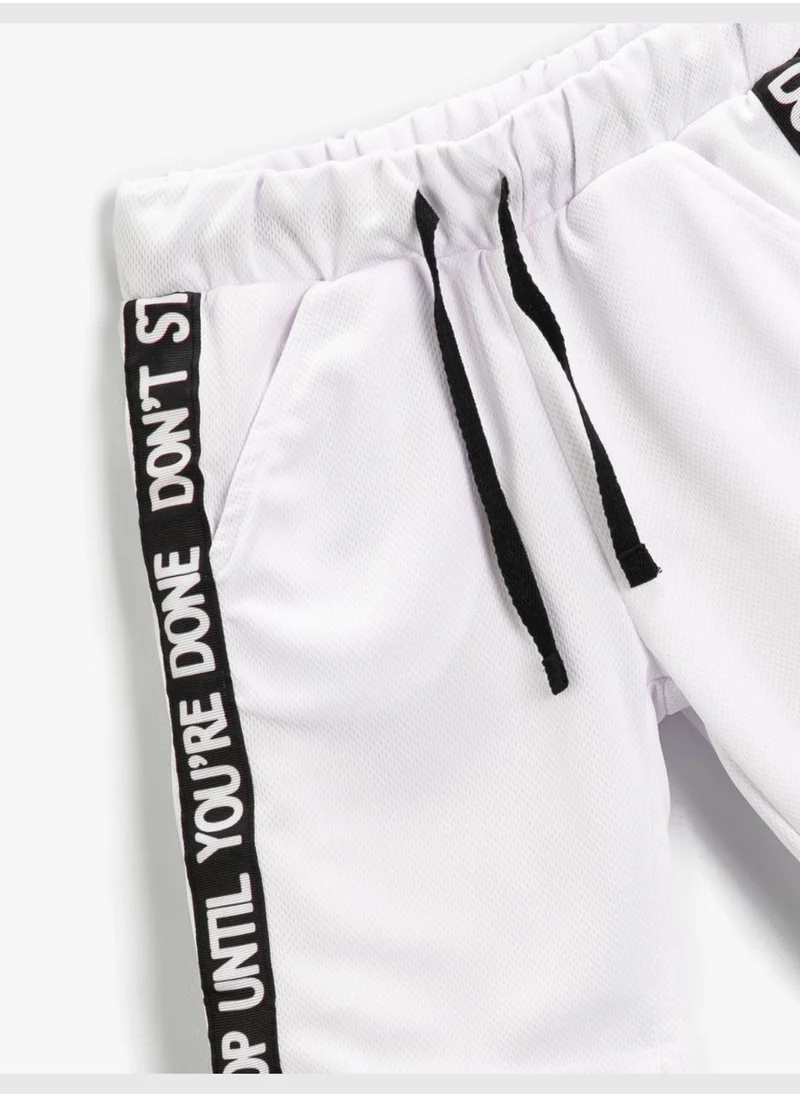 كوتون Slogan Printed Shorts Drawstring